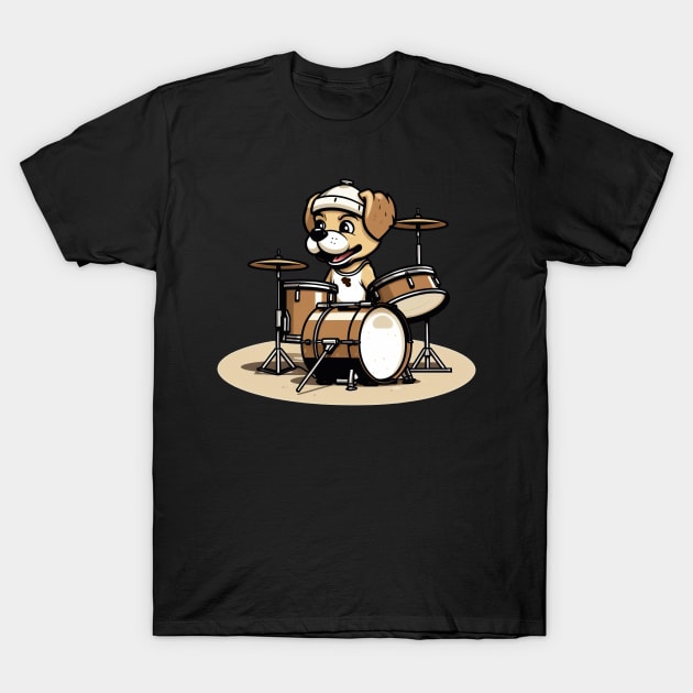 dog playing drums T-Shirt by javierparra